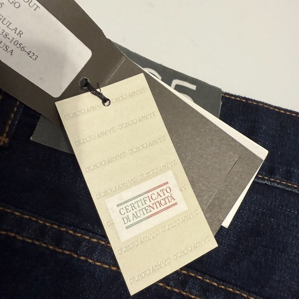 NWT Armani Exchange Mens J65 Easy Fit Jeans 38x32 Dark Wash Low Rise Straight - Picture 10 of 10